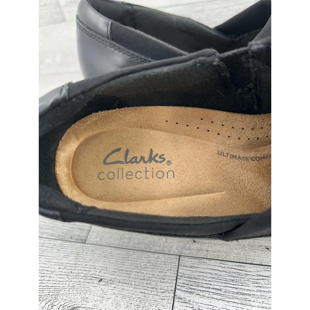 Clarks Collection Ultimate‎ Comfort Black Leather Slip On Loafers Women Sz 6.5M